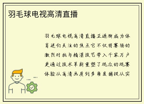 羽毛球电视高清直播