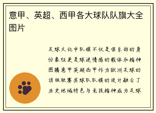 意甲、英超、西甲各大球队队旗大全图片